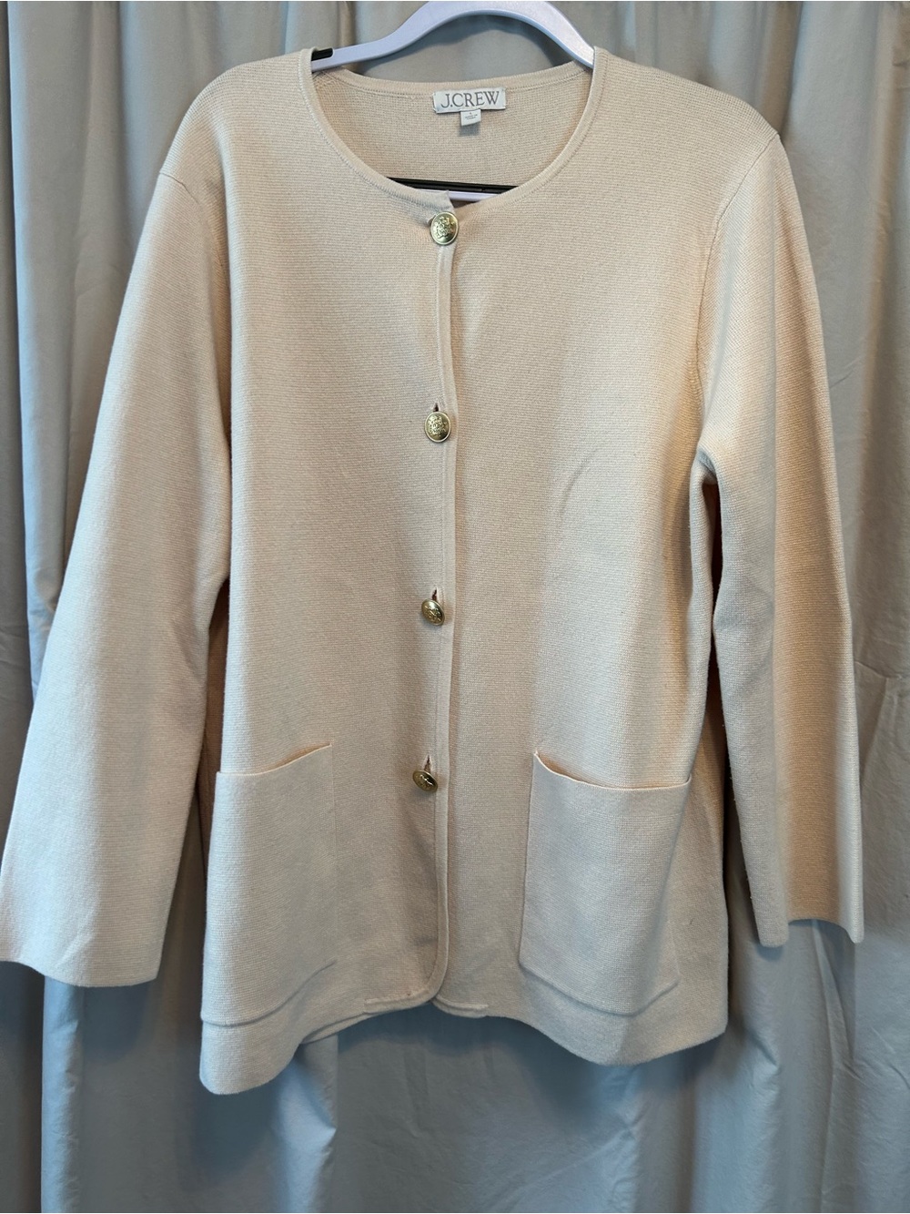 J. Crew Cream Round-Neck Button Cardigan Blazer